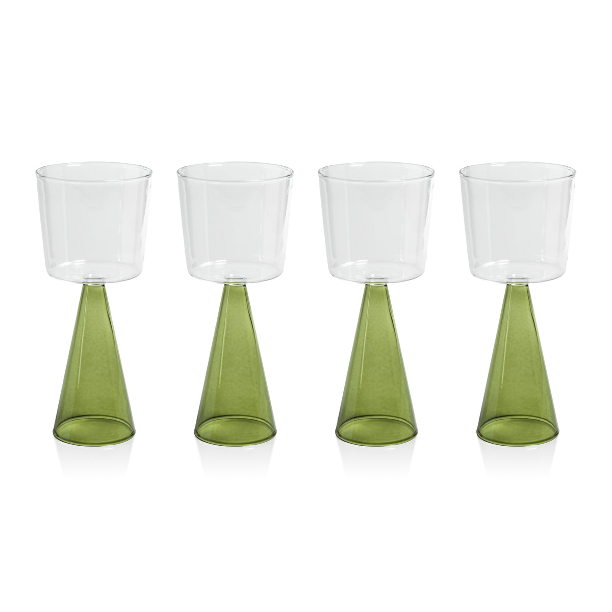 Vivian Green Stem White Wine Glasses, Set 4 - Glass Stem Detail | Bone & Brass