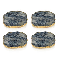 Vivienne 4-Piece Agate Blue Marble Glass Coaster Set - Coaster Top View | Bone & Brass