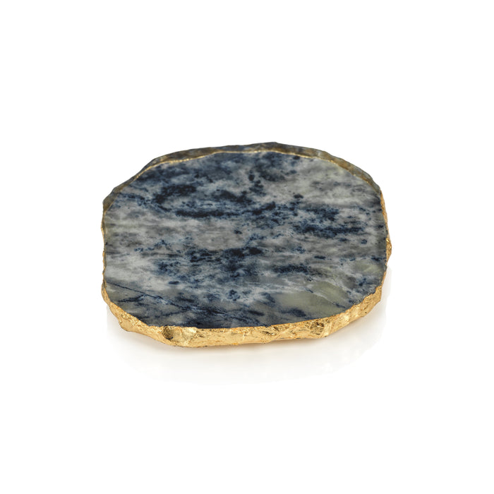 Vivienne 4-Piece Agate Blue Marble Glass Coaster Set | Bone & Brass