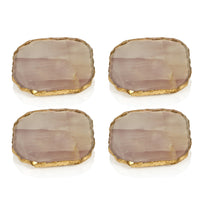 Vivienne 4-Piece Agate Pink Marble Glass Coaster Set - Coaster Top View | Bone & Brass