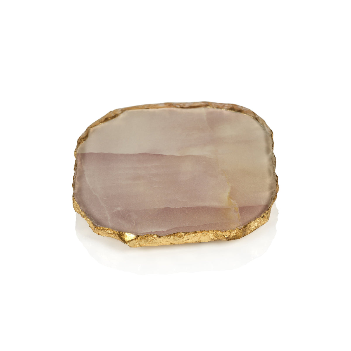 Vivienne 4-Piece Agate Pink Marble Glass Coaster Set | Bone & Brass