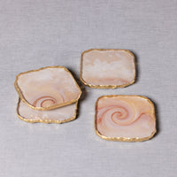 Vivienne 4-Piece Agate Yellow Marble Glass Coaster Set - Coaster View | Bone & Brass