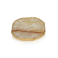 Vivienne 4-Piece Agate Yellow Marble Glass Coaster Set | Bone & Brass