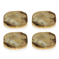 Vivienne 4-Piece Brown Agate Marble Glass Coaster Set - Coaster Top View | Bone & Brass