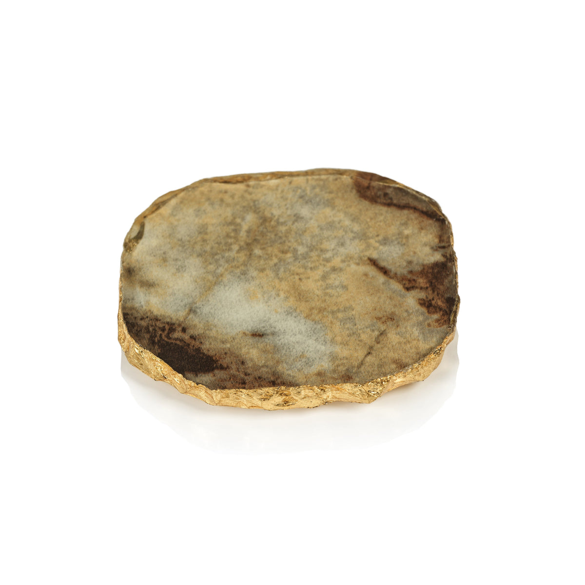 Vivienne 4-Piece Brown Agate Marble Glass Coaster Set | Bone & Brass