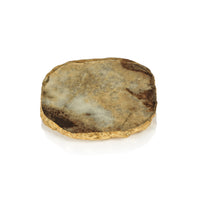 Vivienne 4-Piece Brown Agate Marble Glass Coaster Set | Bone & Brass