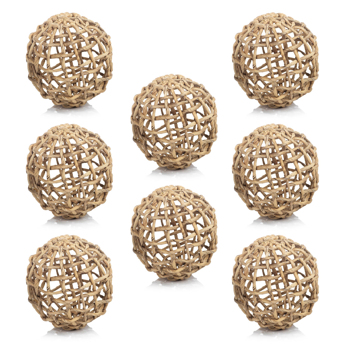 Water Hyacinth Twisted Decorative Balls, Set 8 - Side View | Bone & Brass