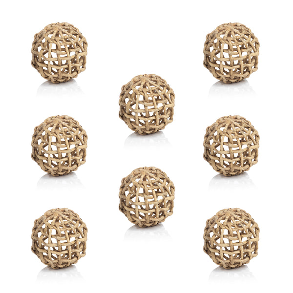Water Hyacinth Twisted Decorative Balls, Set 8 - Alternate View | Bone & Brass