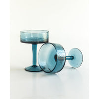 Handblown Hammered Coupe Cocktail Glass Pair