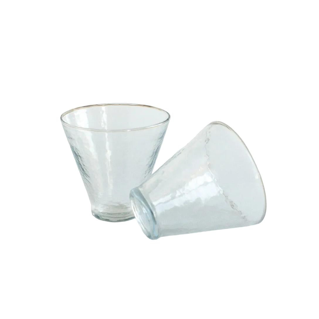 Handblown Hammered Funneled Glasses | Set of 2