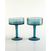 Handblown Hammered Coupe Cocktail Glass Pair