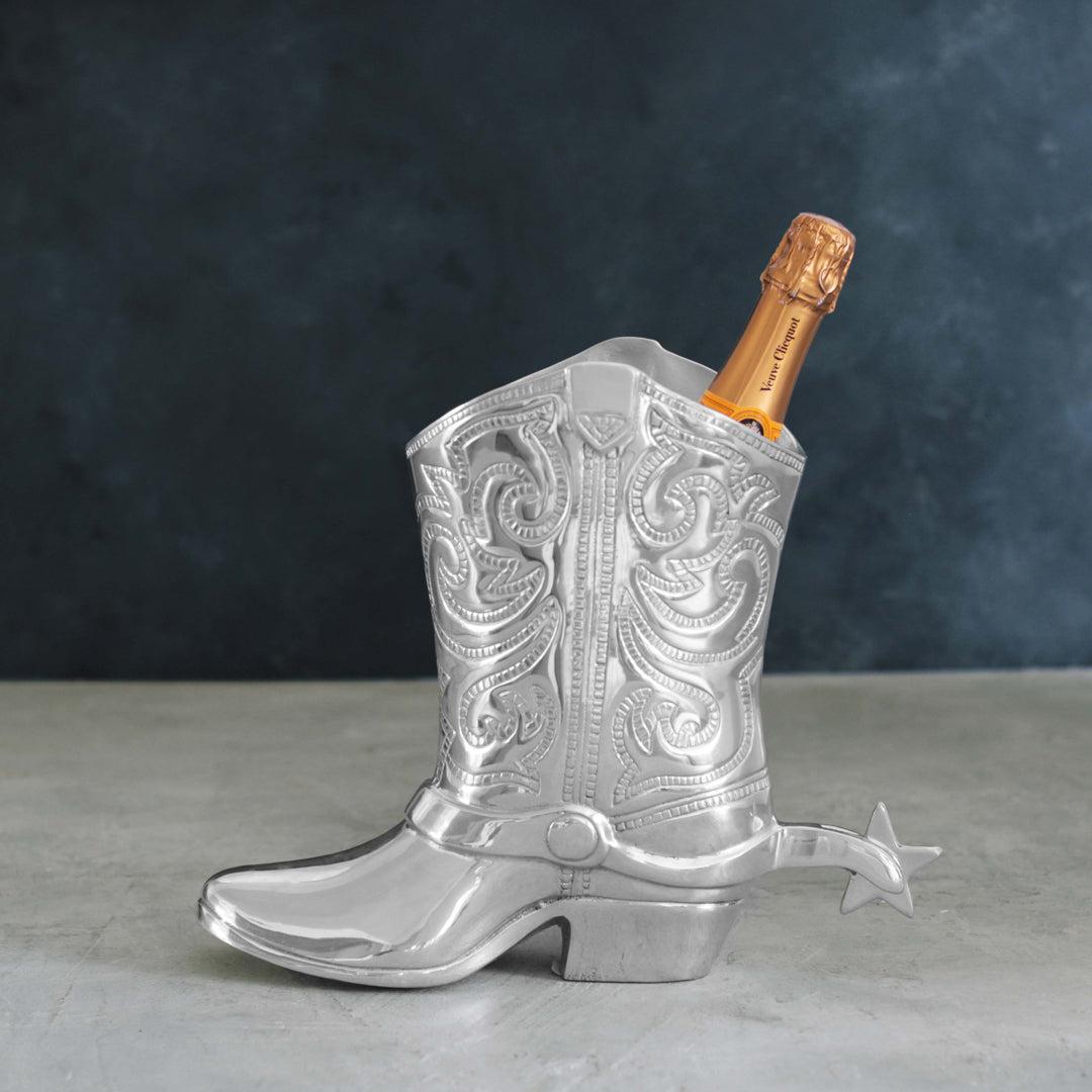Western Cowboy Boot Wine Bucket - Close Up | Bone & Brass