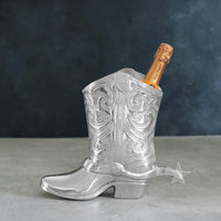 Western Cowboy Boot Wine Bucket - Close Up | Bone & Brass