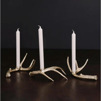 Western Sierra Modern Antler Candlestick Gold Set 3 (Gold) - Candlestick Side View | Bone & Brass