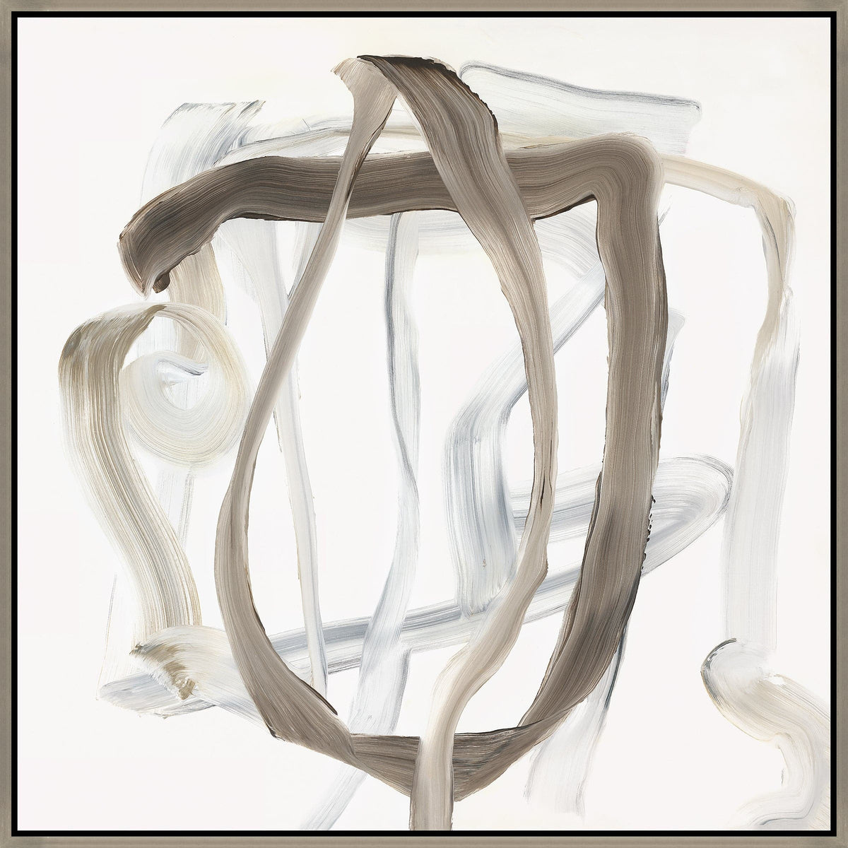 Whirl Giclee Painting by Barclay Butera, a contemporary abstract canvas with hand-embellished silver acrylic.