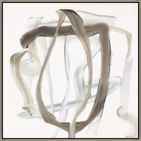 Whirl Giclee Painting by Barclay Butera, a contemporary abstract canvas with hand-embellished silver acrylic.