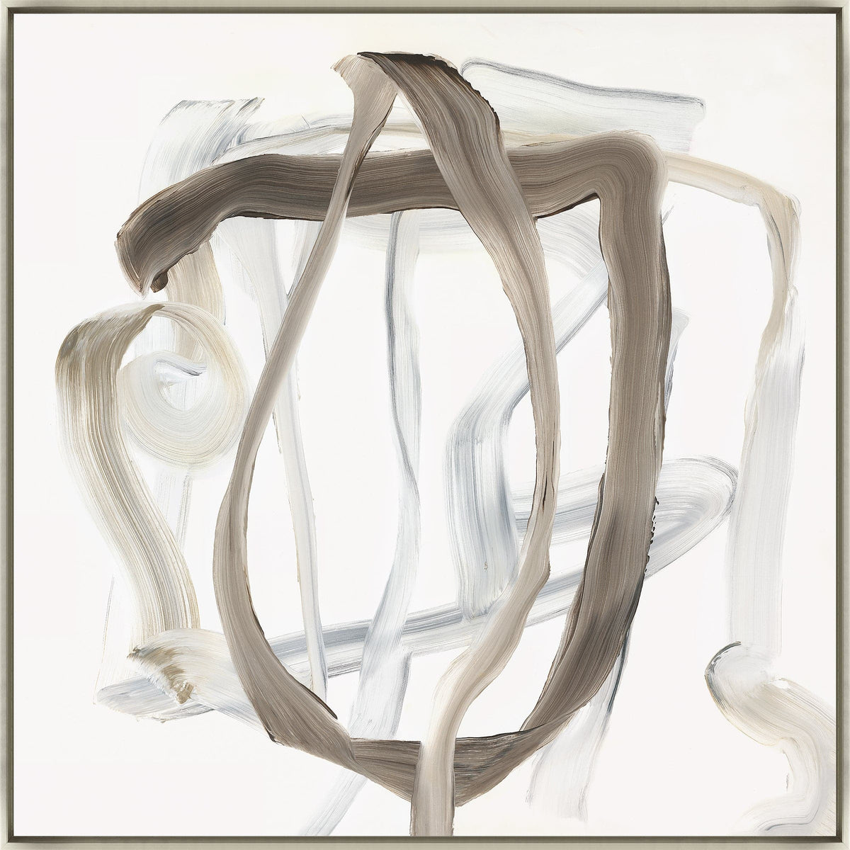Whirl Giclee Painting by Barclay Butera, abstract art with hand-embellished silver acrylic paint on canvas.
