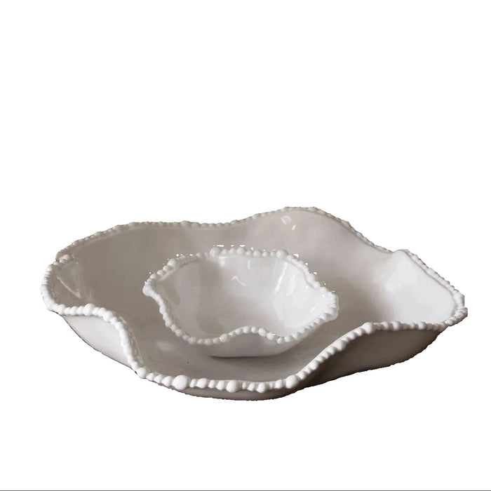 White Alegria Chip & Dip Set | Bone & Brass