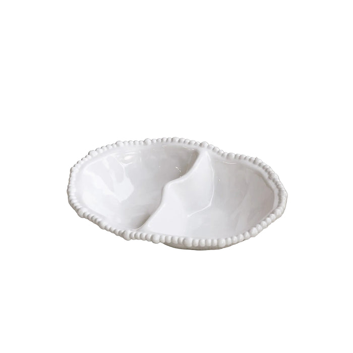 White Alegria Double Dip Serving Bowl | Bone & Brass