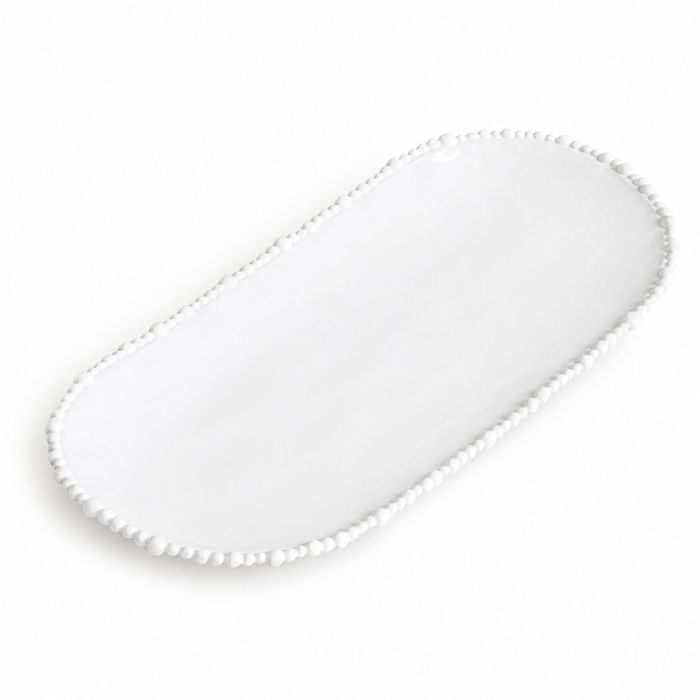 White Alegria Large Oval Serving Platter | Bone & Brass
