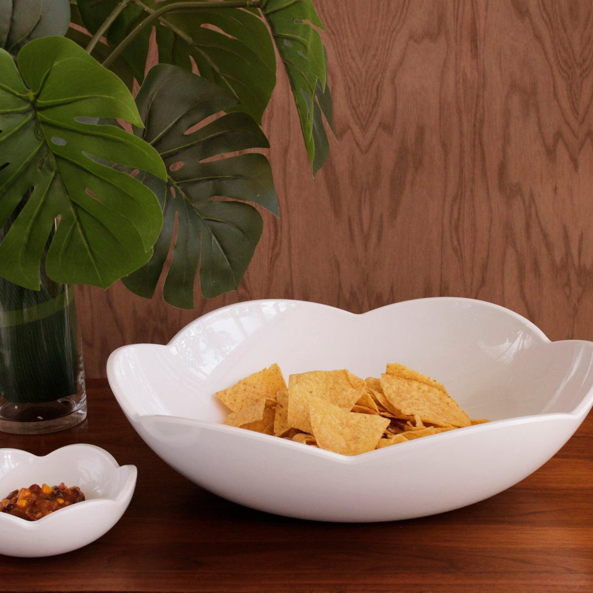 White Amelia Large Serving Bowl - Bowl Top View | Bone & Brass
