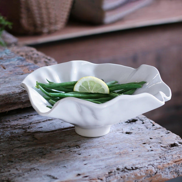 White Bloom Small Serving Bowl - Bowl Detail | Bone & Brass
