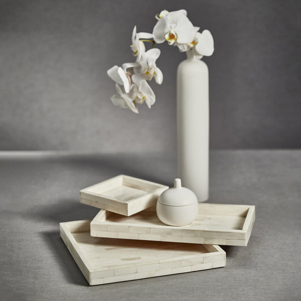 White Bone Inlay Decorative Tray - Tray Detail | Bone & Brass