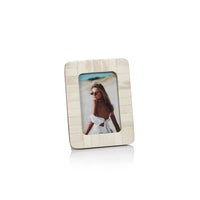 White Bone Inlay Photo Frame Rounded Corners 4x6 - Frame Side View | Bone & Brass