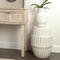 White Ceramic Side Table - Table Top View | Bone & Brass