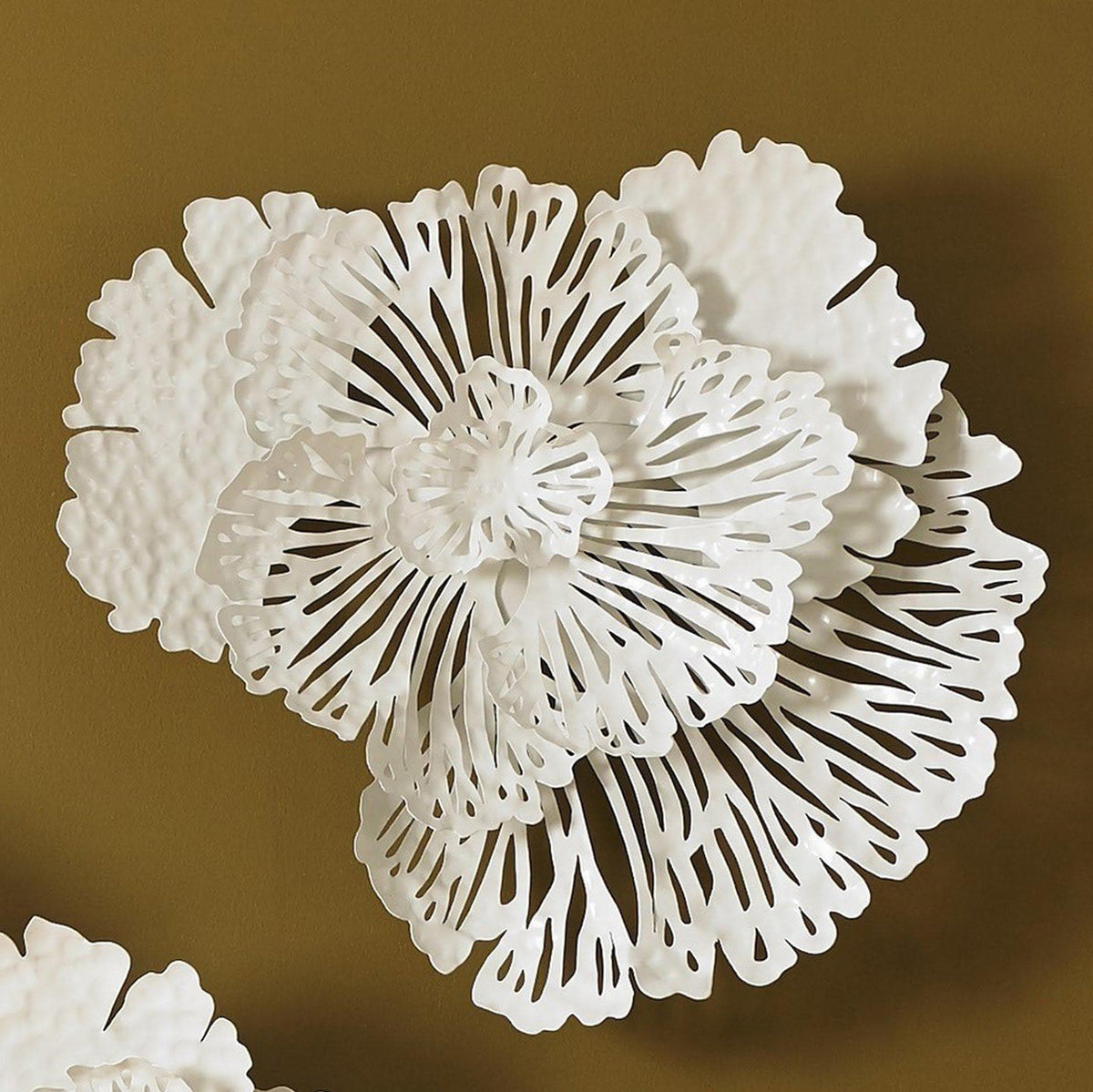 White Flower Wall Art, Large - Wall Decor Detail | Bone & Brass