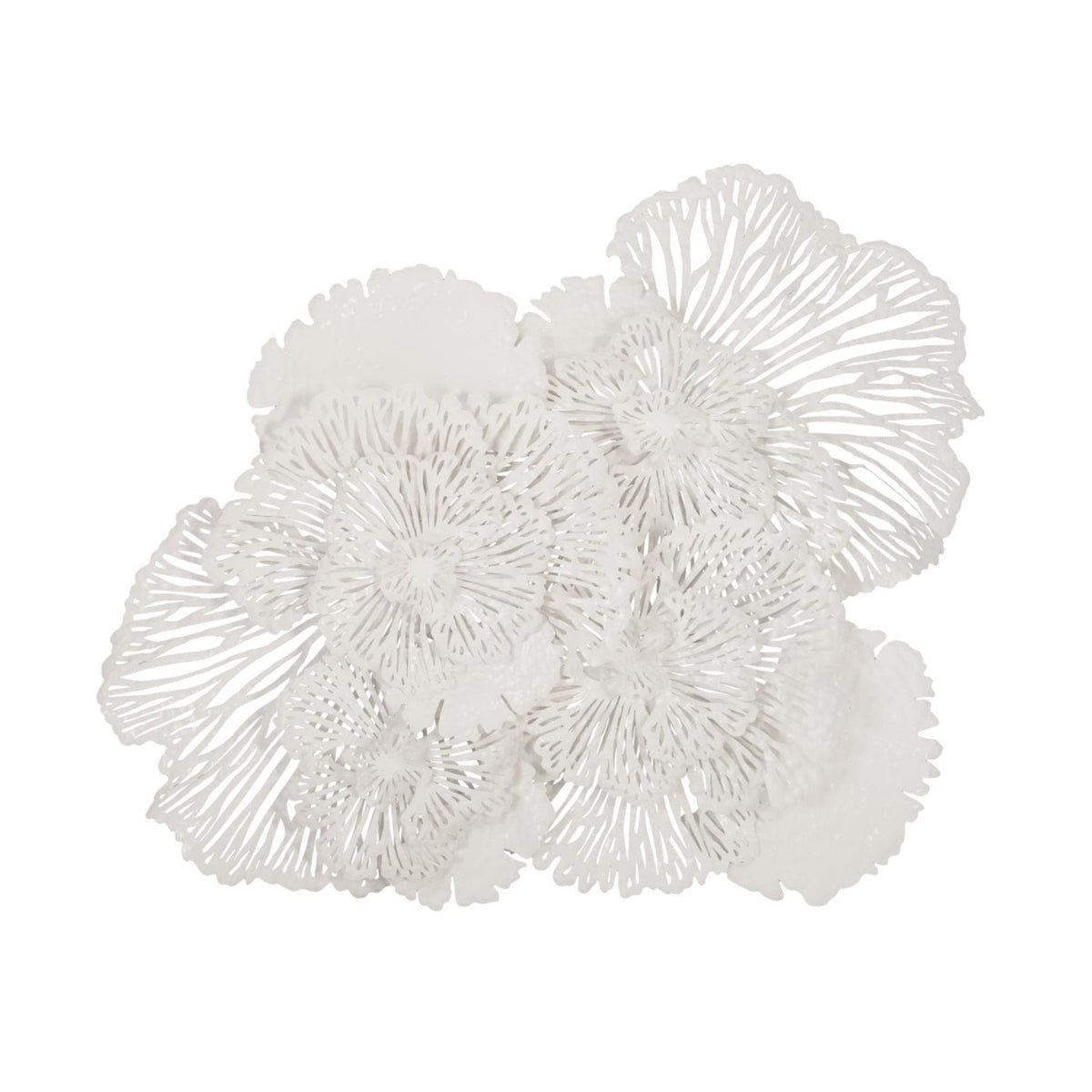 White Flower Wall Art, Large | Bone & Brass