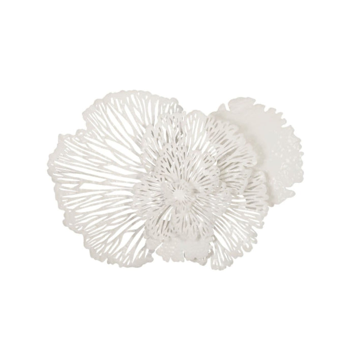 White Flower Wall Art, Medium | Bone & Brass