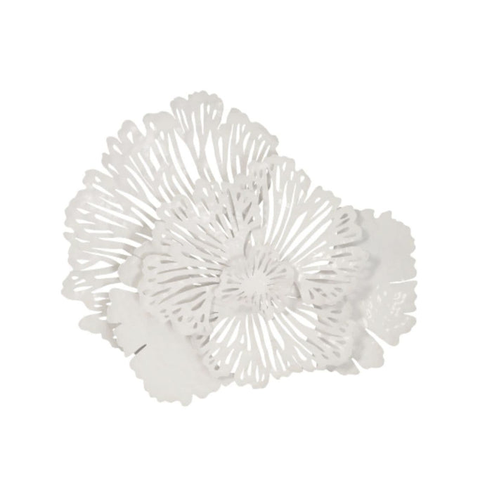 White Flower Wall Art, Small | Bone & Brass