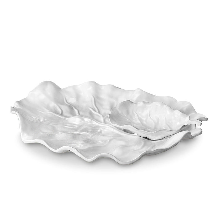 White Lettuce Leaf Chip & Dip Serving Bowls | Bone & Brass