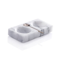 White Marble Salt & Pepper Dish Spoon | Bone & Brass