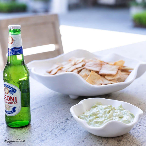 White Nube Chip & Dip Bowl - Set Detail | Bone & Brass