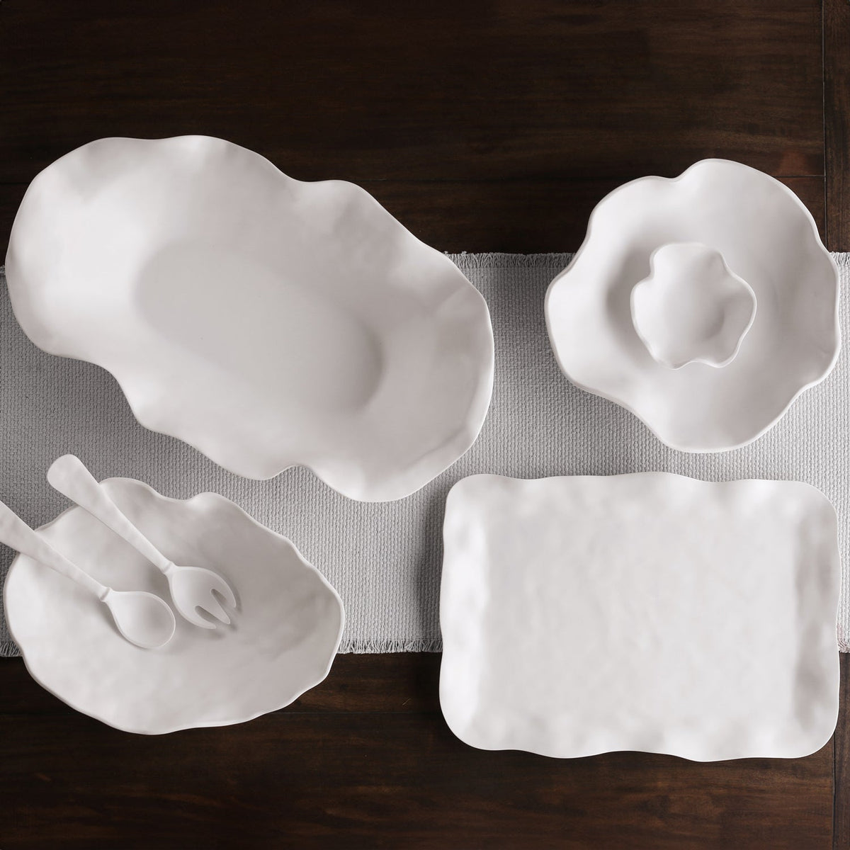 White Nube Chip & Dip Bowl - Set Top View | Bone & Brass