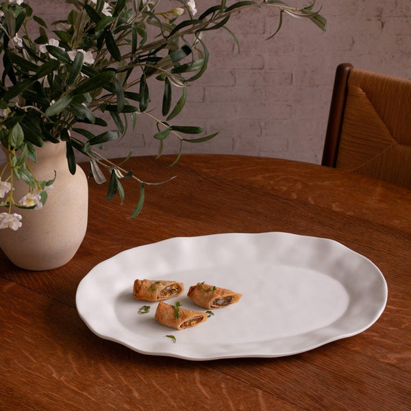 White Nube Large Oval Platter - Platter Detail | Bone & Brass