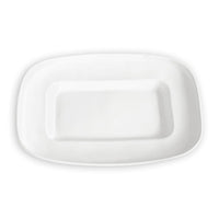 White Nube Medium Rectangle Serving Platter - Platter Top View | Bone & Brass