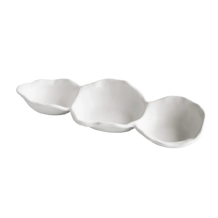 White Nube Triple Dip Serving Bowl | Bone & Brass
