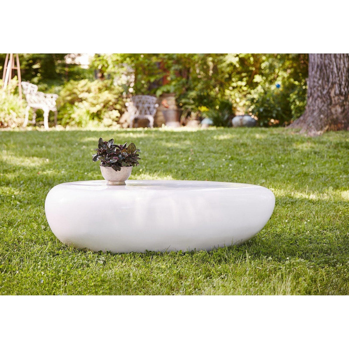 White River Stone Coffee Table, Small - Table Side View | Bone & Brass