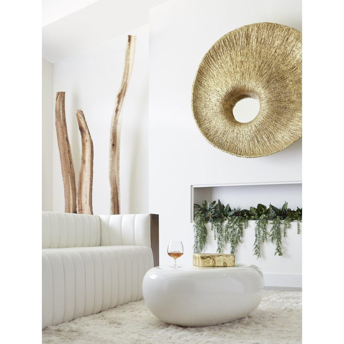 White River Stone Coffee Table, Small - Table Top View | Bone & Brass
