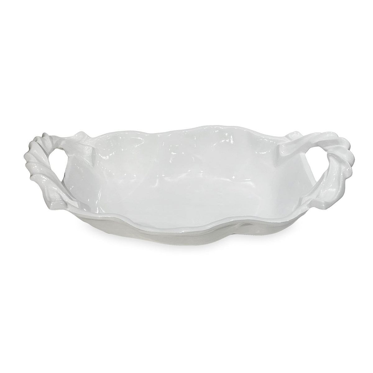 White  Sasha Medium Bowl with Handles | Bone & Brass