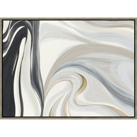 White Wave Giclee Painting by Sara Brown, abstract art with fluid black, grey, white, and gold brushstrokes.