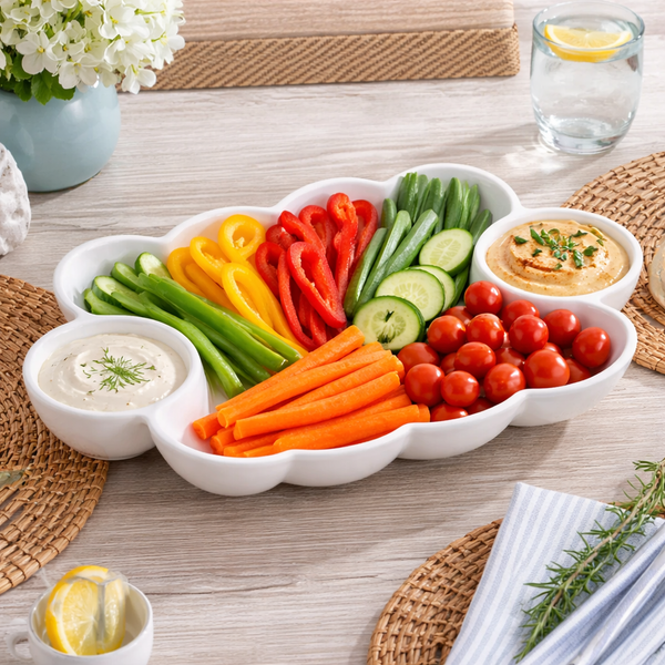 White Havana Double Dip Serving Platter