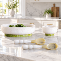 Resin White & Green Rio Large Oval Serving Bowl, view 2