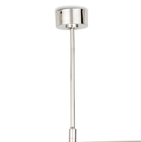 Wick Chandelier with polished nickel finish, linear design, and frosted acrylic bulb covers.