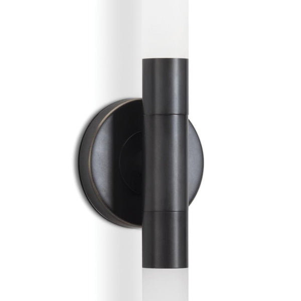 Wick Oil Rubbed Bronze Hilo Sconce, a modern 23" double-ended fixture with frosted acrylic bulb covers.
