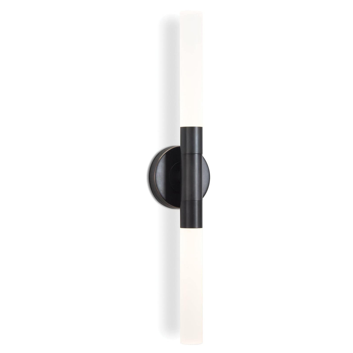 Wick Oil Rubbed Bronze Hilo Sconce, 23" tall, with two frosted acrylic bulb covers.
