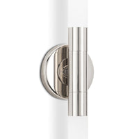 Wick Polished Nickel Hilo Sconce: modern double-ended fixture with frosted acrylic bulb covers.